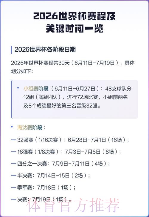 2026世界杯赛程完整列表